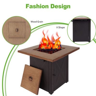 Image showing 5 th Legacy Heating 28 in. Wood-Look Propane Fire Pit Table for Outside Patio