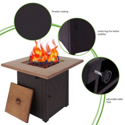 Image showing 6 th Legacy Heating 28 in. Wood-Look Propane Fire Pit Table for Outside Patio