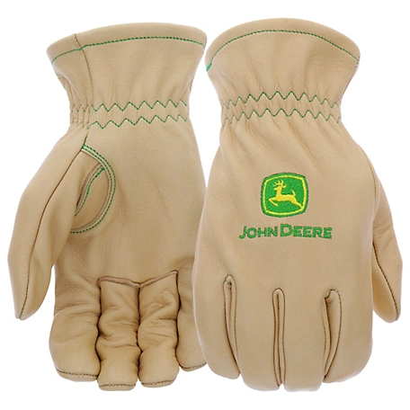 John Deere Water-Resistant Leather Gloves, 1 Pair