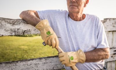 Image showing 5 th John Deere Water-Resistant Leather Gloves, 1 Pair