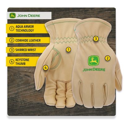 Image showing 6 th John Deere Water-Resistant Leather Gloves, 1 Pair