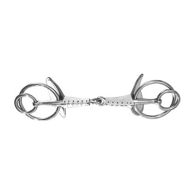 Finntack 5 in. Leather-Covered Snaffle Double Ring Driving Bit