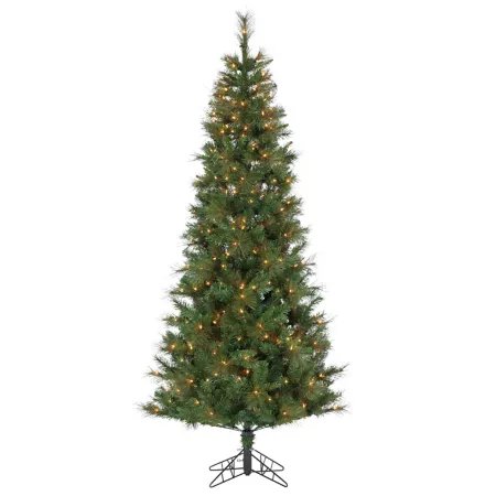 Gerson International 7.5' Tall Pre-Lit Hard/Mixed Needle Baxter Pine with 400 UL Clear Lights Artificial Christmas Trees