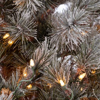 Image showing  7.5 ft. Pre-Lit Lightly Flocked Hard/Mixed Needle Scotch Pine Artificial Tree with Pine Cones, Clear Lights
