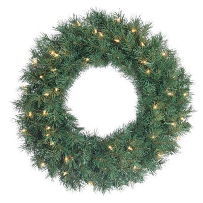 Gerson International 24 in. Diameter Pre-Lit Aspen Spruce Wreath with 50 UL Clear Lights