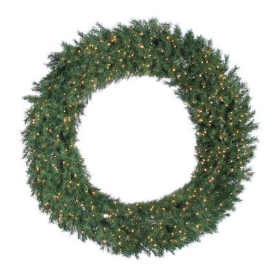 Gerson International 60 in. Pre-Lit Aspen Spruce Artificial Christmas Wreath with 600 Warm White Lights
