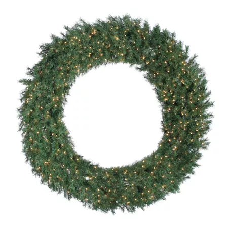 Gerson International 60" Pre-Lit Aspen Spruce Artificial Christmas Wreath with 600 Warm White Lights Artificial Christmas Wreaths