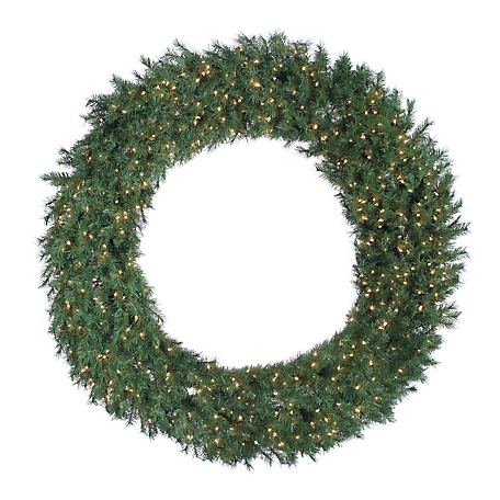 Gerson International 60 in. Diameter Aspen Spruce Wreath with 600 Warm White Lights