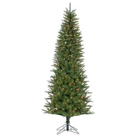 Gerson International 7.5 ft Natural Cut Narrow Northern Spruce Instant Glow Power Pole 550 UL Clear Lights Artificial Christmas Trees