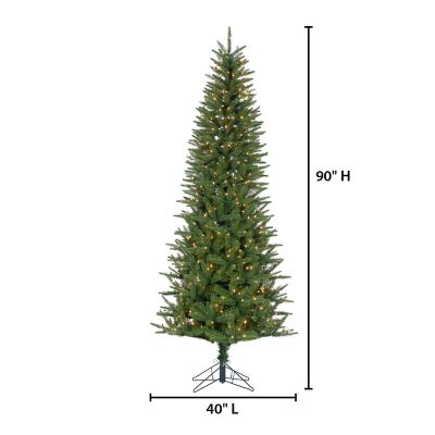 Image showing  7.5 ft. Pre-Lit Natural Cut Narrow Northern Spruce Artificial Tree, Instant Glow Power Pole, Clear Lights