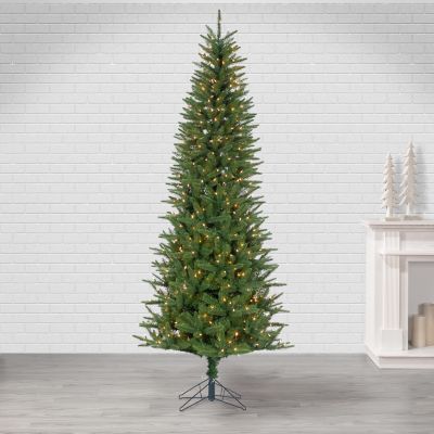 Image showing  7.5 ft. Pre-Lit Natural Cut Narrow Northern Spruce Artificial Tree, Instant Glow Power Pole, Clear Lights