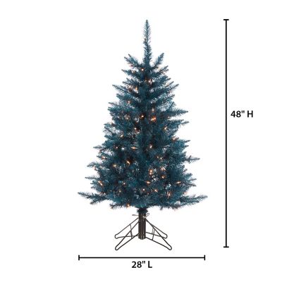 Image showing  4 ft. Pre-Lit Dark Blue Tuscany Tinsel Tree, Warm White Incandescent Lights