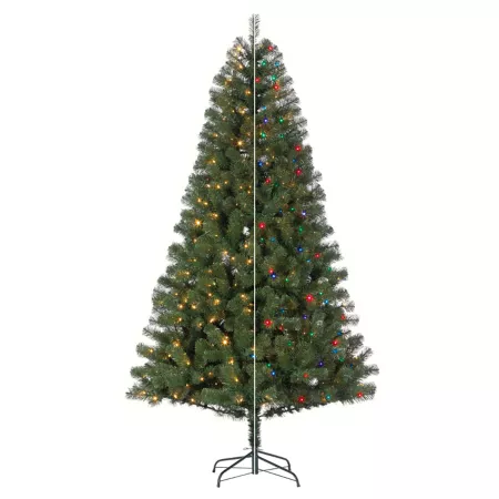 Gerson International 7.5 ft Pre-Lit Sacramento Spruce with Color Changing LED Lights and Remote Control Feature Artificial Christmas Trees