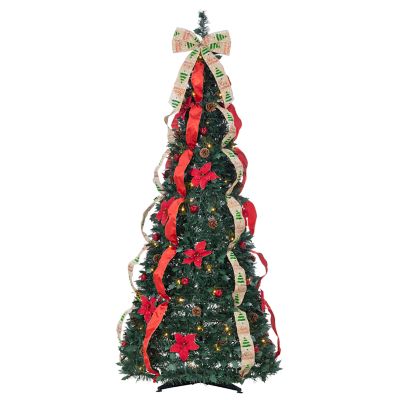 Gerson International 6 ft. High Decorated Green Pop Up Pre-Lit Pine Tree with 100 Warm White Lights