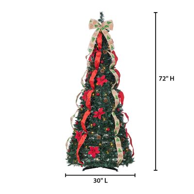 Image showing  6 ft. Pre-Lit Pop-Up Green Pine Artificial Tree, Warm White Lights