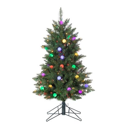 Gerson International 4 ft. Pre-Lit Derby Pine Tree with 200 Multicolor Incandescent Lights, 35 G40 LED Bulbs