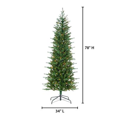 Image showing  6.5 ft. Pre-Lit Natural Cut Narrow Dover Pine Artificial Tree, Clear Lights