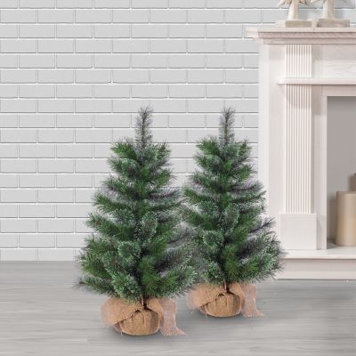 Image showing  30 in. Pistol Pine Artificial Trees in Burlap Bag Base, 2-Pack