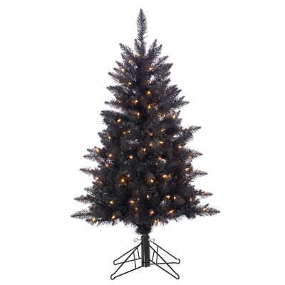 Gerson International 4 ft. Black Tuscany Tinsel Tree with 150 Warm White Incandescent Lights