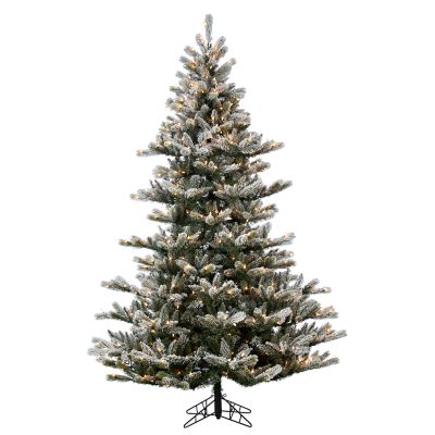 Gerson International 7.5 ft. Natural Cut Flocked Layered Northwood Fir Tree with 650 Warm White Incandescent Lights