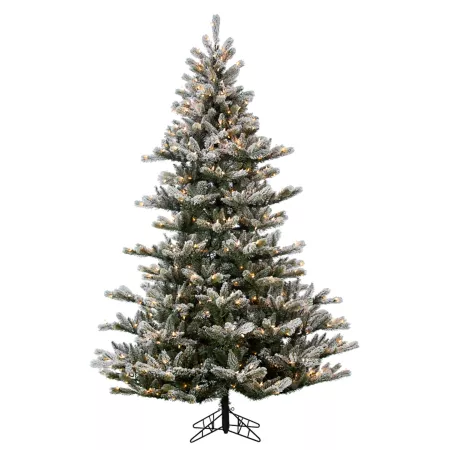 Gerson International Layered Northern Fir Natural Cut 7.5 Feet Flocked with 650 Warm White Incandescent Lights Artificial Christmas Trees