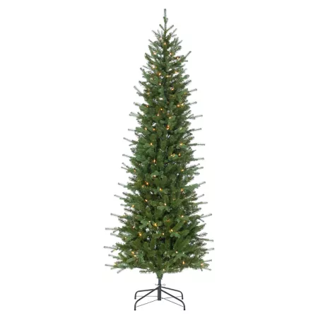 Gerson International 7.5 ft Natural Cut Narrow Dover Pine with Clear Lights 200 UL Artificial Christmas Trees