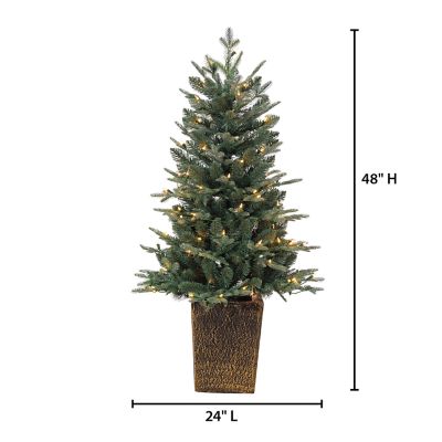 Image showing  4 ft. Pre-Lit Potted Natural Cut Blue Spruce Artificial Tree, Clear White LED Lights