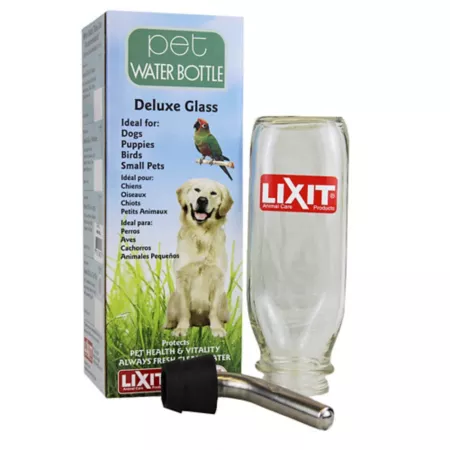 Lixit Glass Pet Water Bottle 2 Cup Large Tube Pet Portable Water & Food Containers