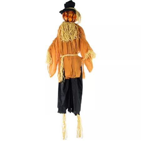 Haunted Hill Farm 6 Foot Jekyll Scarecrow with Rotating Pumpkin Head Indoor/Outdoor Halloween Decoration Halloween Animatronics