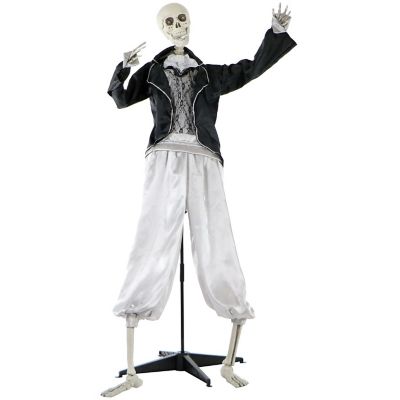 Haunted Hill Farm 63 in. Talking Skeleton Groom Prop with Flashing Eyes Halloween Decoration, Battery Operated