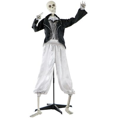 Haunted Hill Farm 63 in. Talking Skeleton Groom Prop with Flashing Eyes Halloween Animatronic, Battery Operated