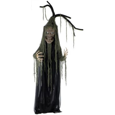 Haunted Hill Farm Leafless Lenny Life-Size Talking Tree Prop with Moving Mouth, Indoor/Outdoor Halloween Decor