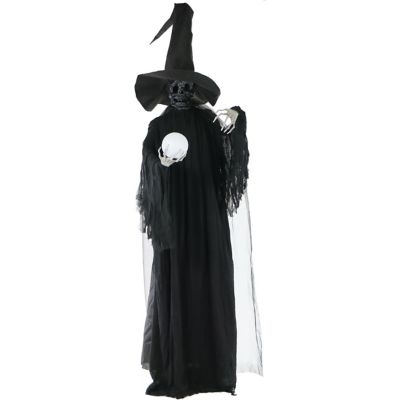 Haunted Hill Farm 90 in. Life-Size Witch with Multicolor Crystal Ball and Strobe Light Halloween Animatronic, Indoor/Outdoor