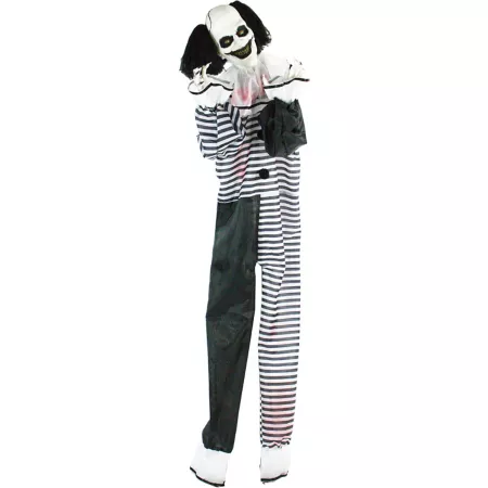 Haunted Hill Farm 75 in Life Size Clown with Lights and Sounds Animatronic Halloween Indoor or Outdoor Covered Decor Halloween Animatronics