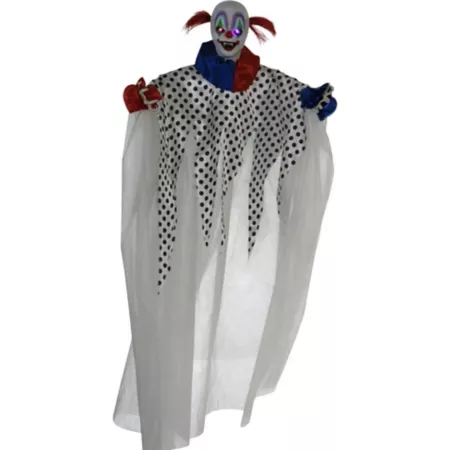 Life-Size Animatronic Clown from Haunted Hill Farm Indoor/Outdoor Halloween Decoration Bright Colorful Eyes Spinning Halloween Animatronics