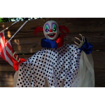 Image showing  Life-Size Animatronic Clown, Indoor/Outdoor Halloween Decor, Light-Up Colorful Eyes, Spinning