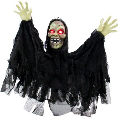 Haunted Hill Farm Animatronic Groundbreaker Ghoul with Lights and Sound, Indoor or Covered Outdoor Halloween Decoration