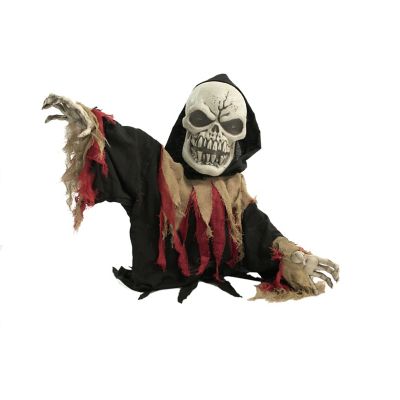 Haunted Hill Farm Animatronic Groundbreaker Reaper with Lights and Sound, Indoor or Covered Outdoor Halloween Decoration