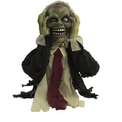 Haunted Hill Farm Animatronic Groundbreaker Zombie with Lights and Sound, Indoor or Covered Outdoor Halloween Decoration