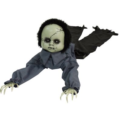 Haunted Hill Farm 43 in. Animatronic Doll, Indoor/Outdoor Halloween Decor, Light-Up Blue Eyes, Battery Operated