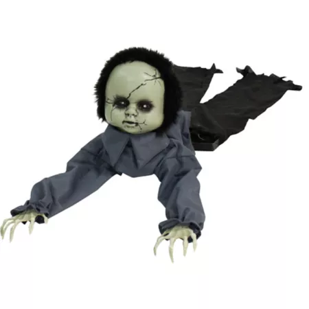 Haunted Hill Farm 43" Animatronic Doll Indoor/Outdoor Halloween Decor Light-Up Blue Eyes Battery Operated Halloween Animatronics