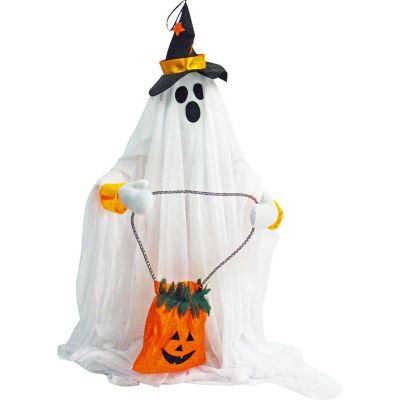 Haunted Hill Farm 27 in. Ghost with Lights and Music Halloween Animatronic, Indoor or Covered Outdoor Halloween Decoration