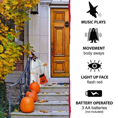Image showing  27 in. Ghost with Lights and Music Halloween Animatronic, Indoor or Covered Outdoor Halloween Decoration