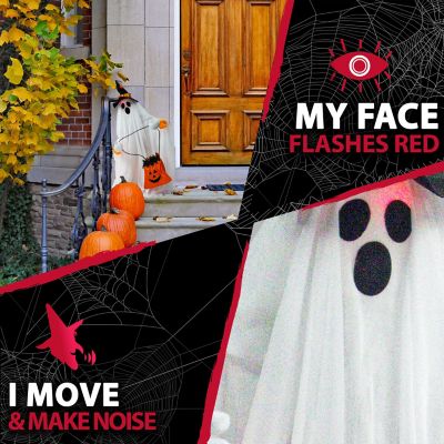 Image showing  27 in. Ghost with Lights and Music Halloween Animatronic, Indoor or Covered Outdoor Halloween Decoration