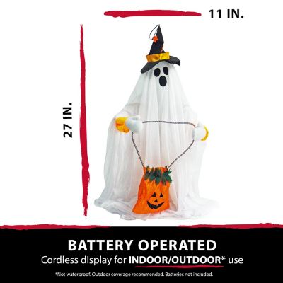 Image showing  27 in. Ghost with Lights and Music Halloween Animatronic, Indoor or Covered Outdoor Halloween Decoration