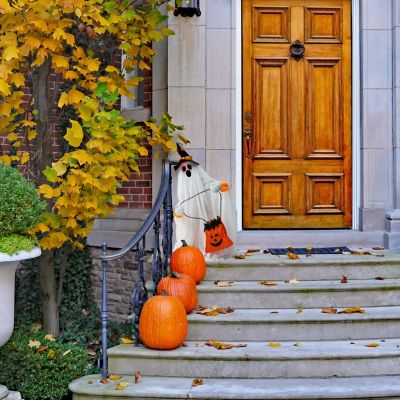 Image showing 5 th Haunted Hill Farm 27 in. Ghost with Lights and Music Halloween Animatronic, Indoor or Covered Outdoor Halloween Decoration