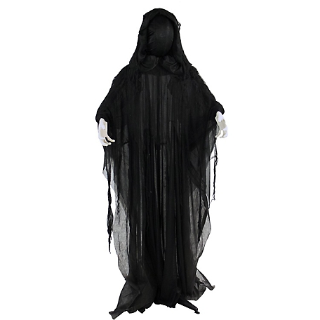 Haunted Hill Farm 65 in. Animatronic Reaper, Indoor/Outdoor Halloween Decoration, Light-Up Face, Poseable, Battery Operated