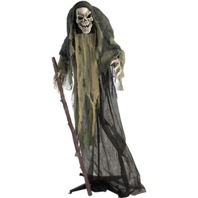 Haunted Hill Farm Life-Size Animatronic Reaper, Indoor/Outdoor ...