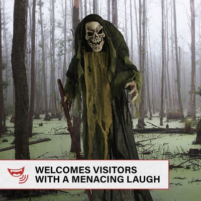 Image showing  69 in. Life-Size Reaper Halloween Animatronic, Indoor/Outdoor Halloween Decoration, Flashing Red Eyes