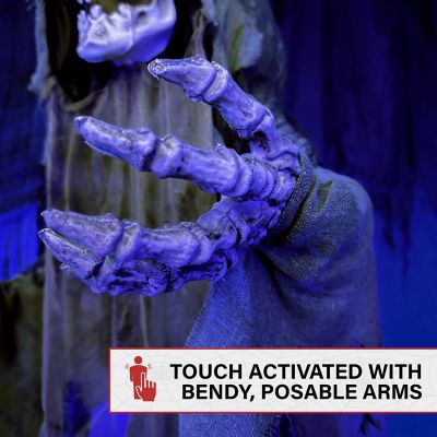Image showing 5 th Haunted Hill Farm 69 in. Life-Size Reaper Halloween Animatronic, Indoor/Outdoor Halloween Decoration, Flashing Red Eyes